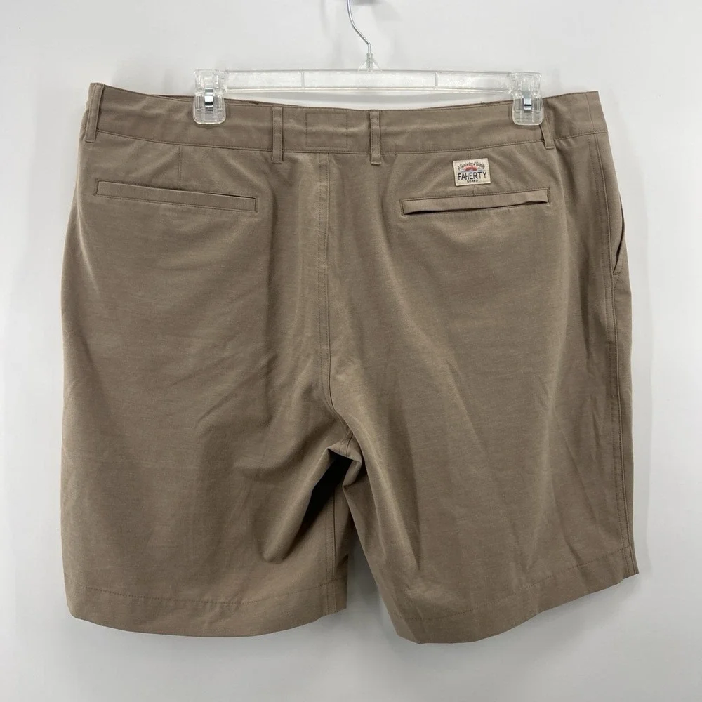 Faherty All Day Shorts Mens 38 Khaki Tan Lightweight Golf Drawstring 9